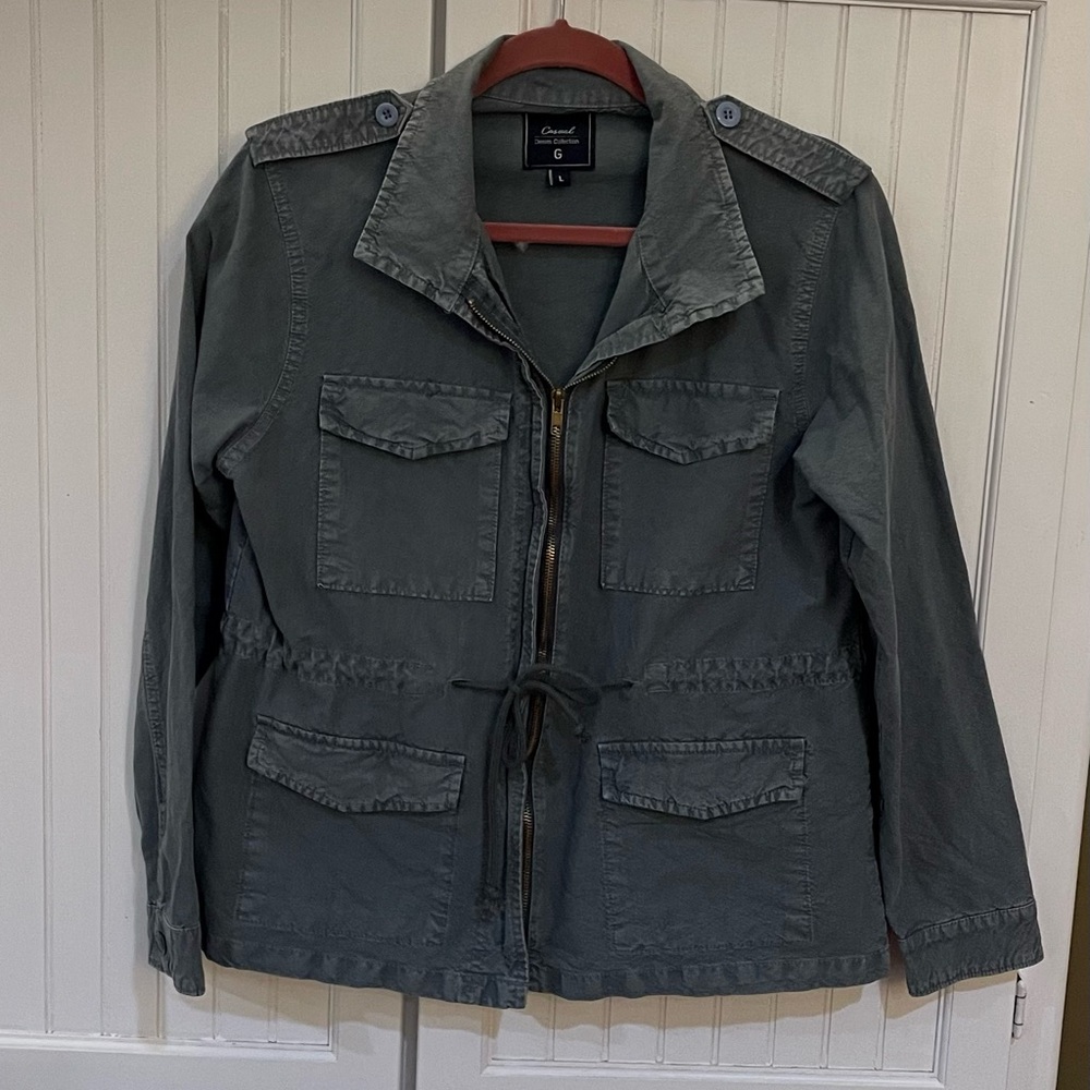 Women’s Vintage-Wash Anorak Style Jacket - Gray - Size Large